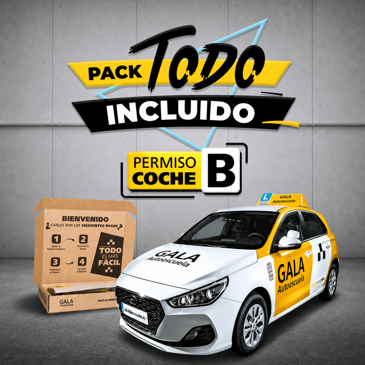 Creatividad del Pack Todo Incluido para el permiso de coche B
