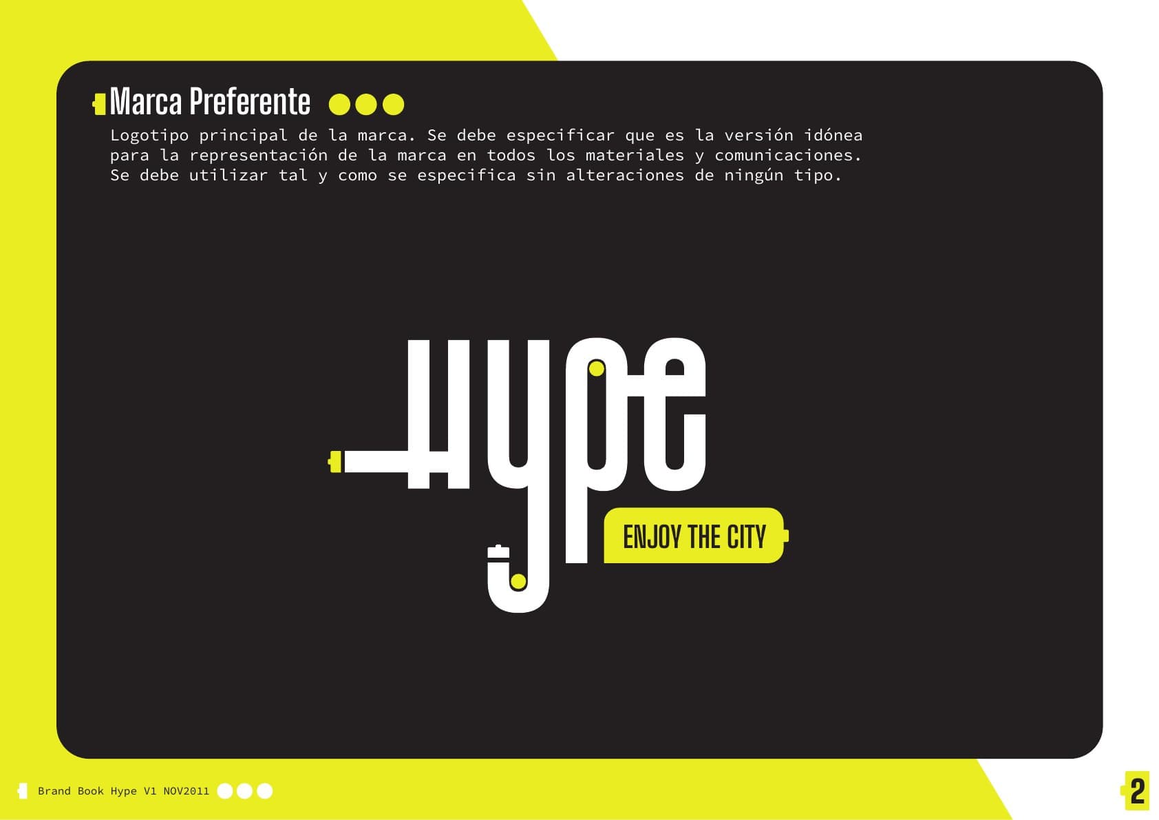 Página del manual con el logotipo principal de Hype y el lema Enjoy the city