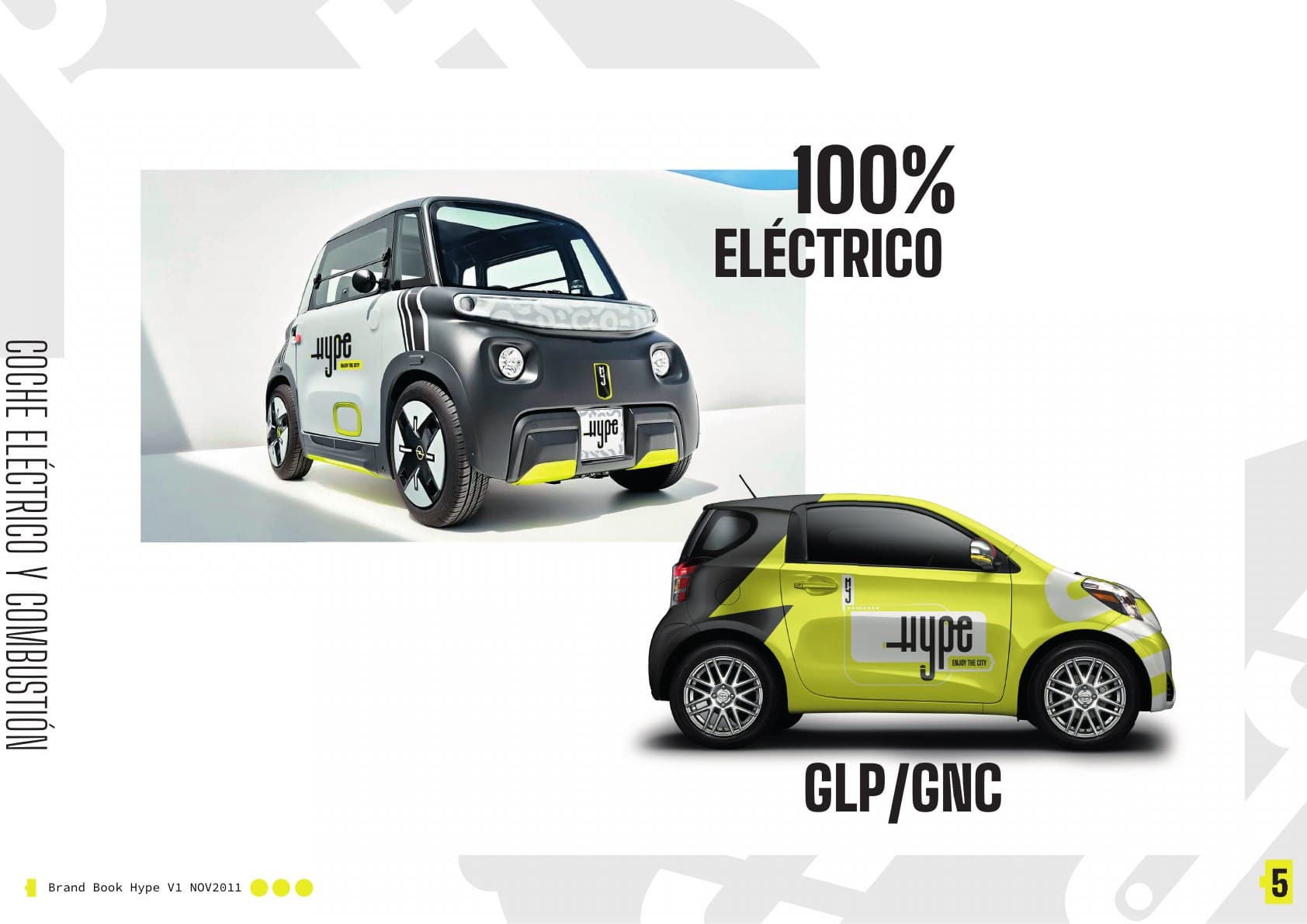 Aplicación de la identidad Hype en dos conceptos de microcoche urbano
