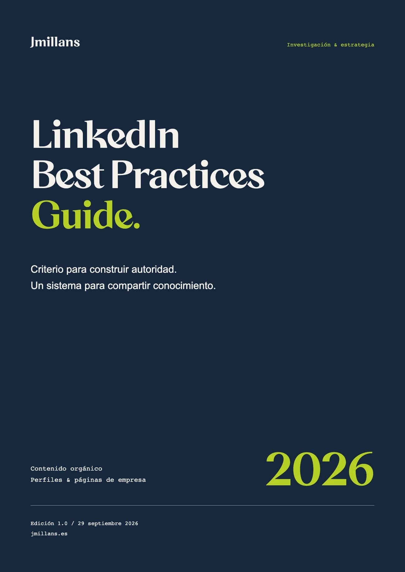 Portada de LinkedIn Best Practices Guide, por Jmillans