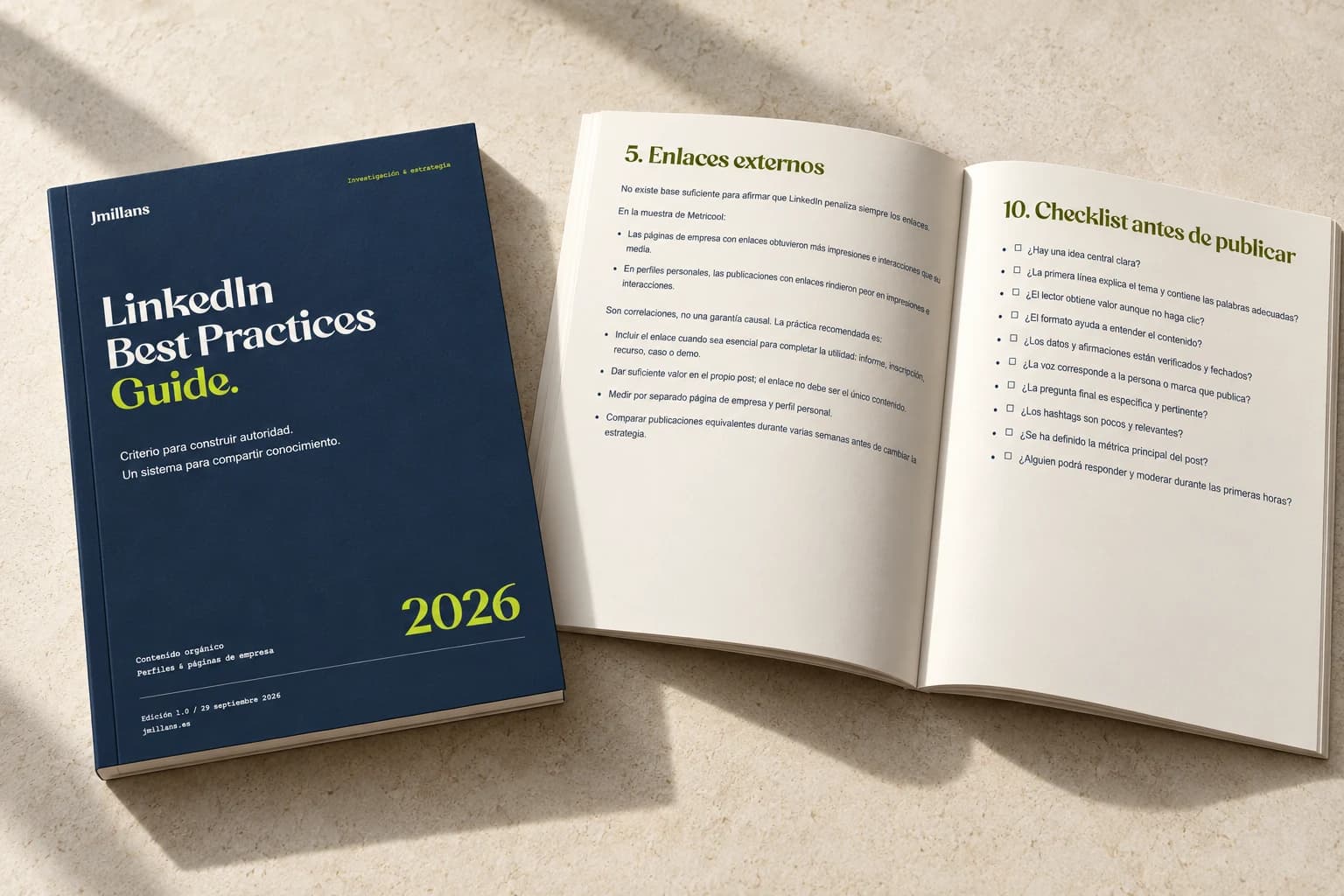 Visualización editorial de LinkedIn Best Practices Guide, edición 2026 por Jmillans
