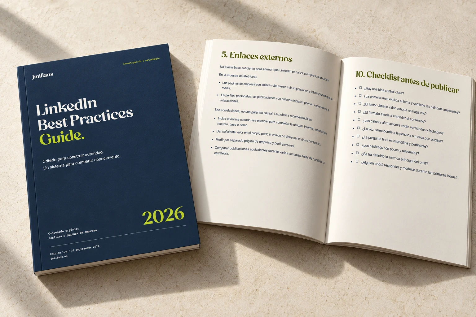 Visualización editorial de LinkedIn Best Practices Guide, edición 2026 por Jmillans